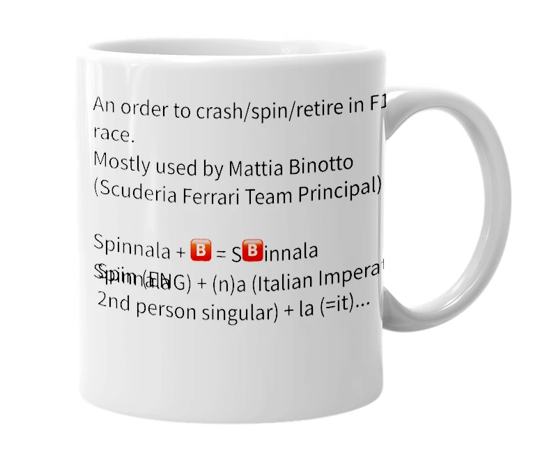 White mug with the definition of 's🅱️innala'