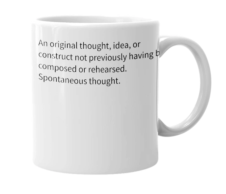 White mug with the definition of 'from the head'