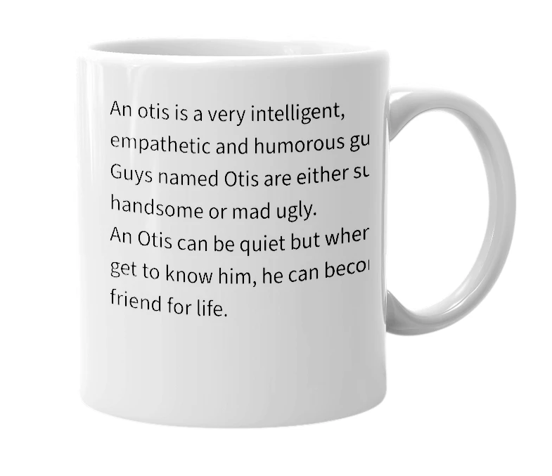 White mug with the definition of 'Otis'