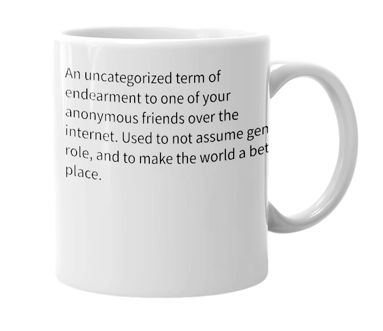 White mug with the definition of 'Brosis'