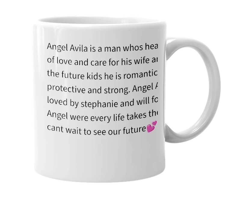 White mug with the definition of 'Angel Avila'