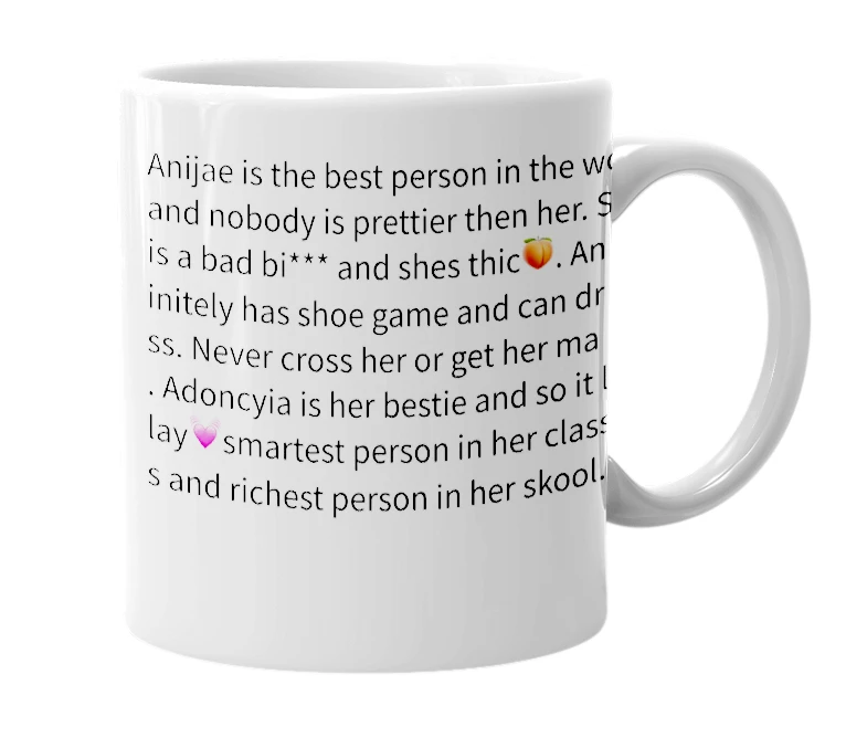 White mug with the definition of 'Anijae'