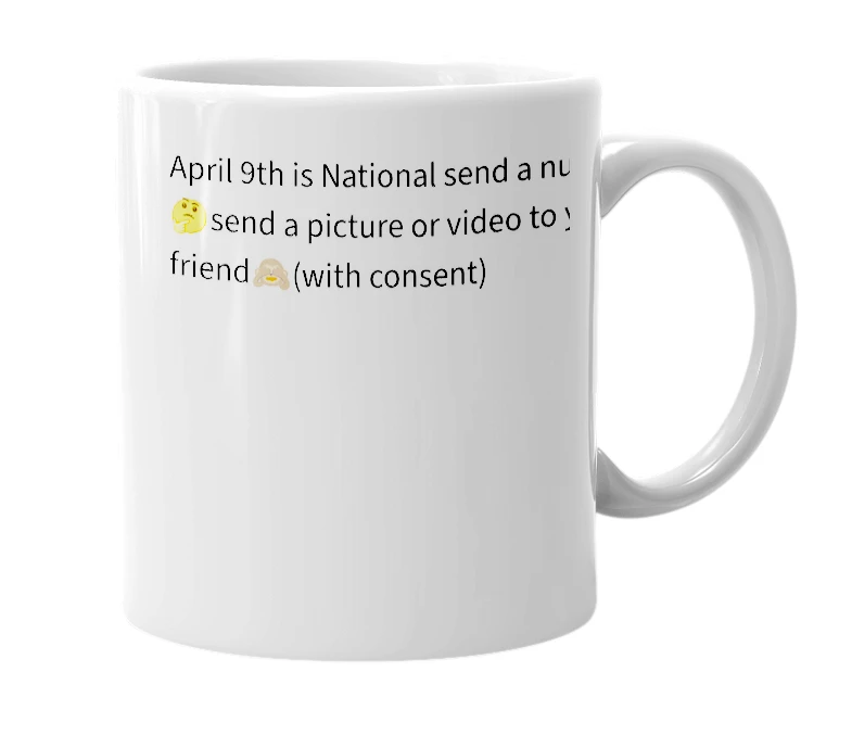 White mug with the definition of 'april 9th'