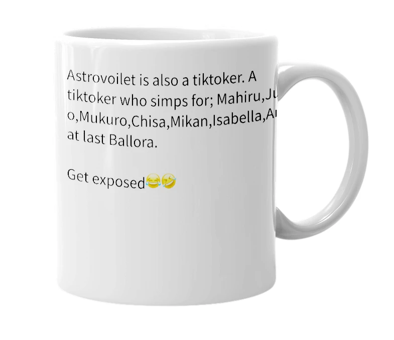 White mug with the definition of 'Astrovoilet'