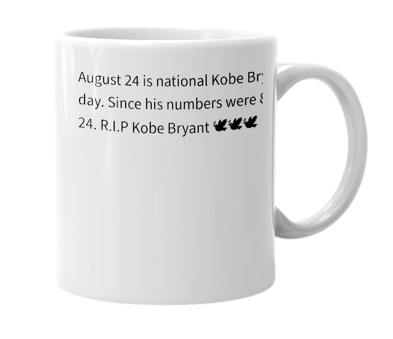 White mug with the definition of 'August 24'
