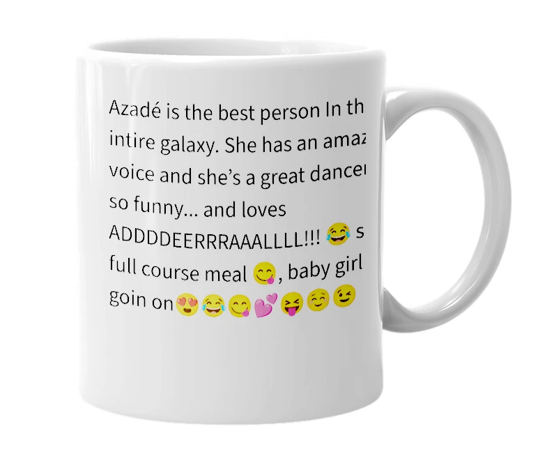 White mug with the definition of 'Azadé'