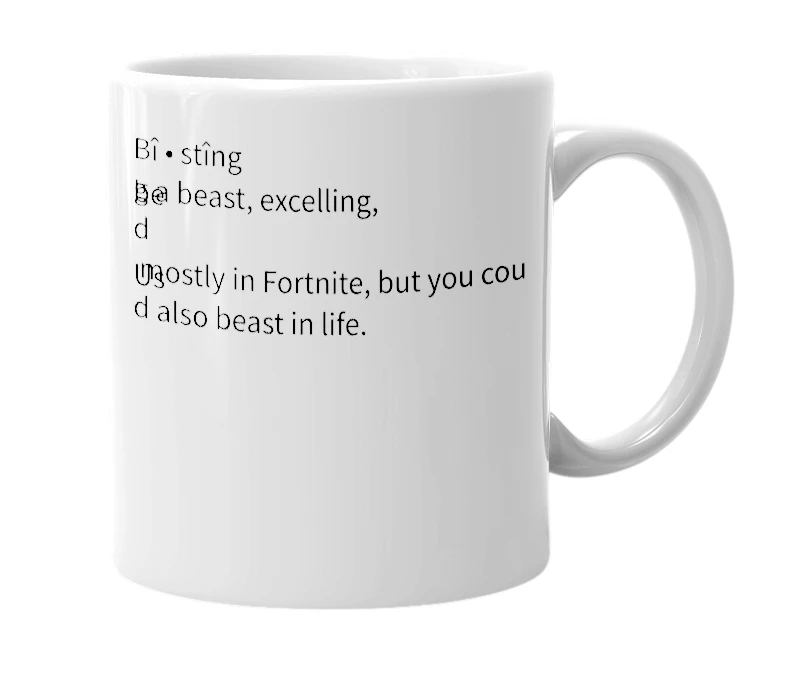 White mug with the definition of 'Bisting'