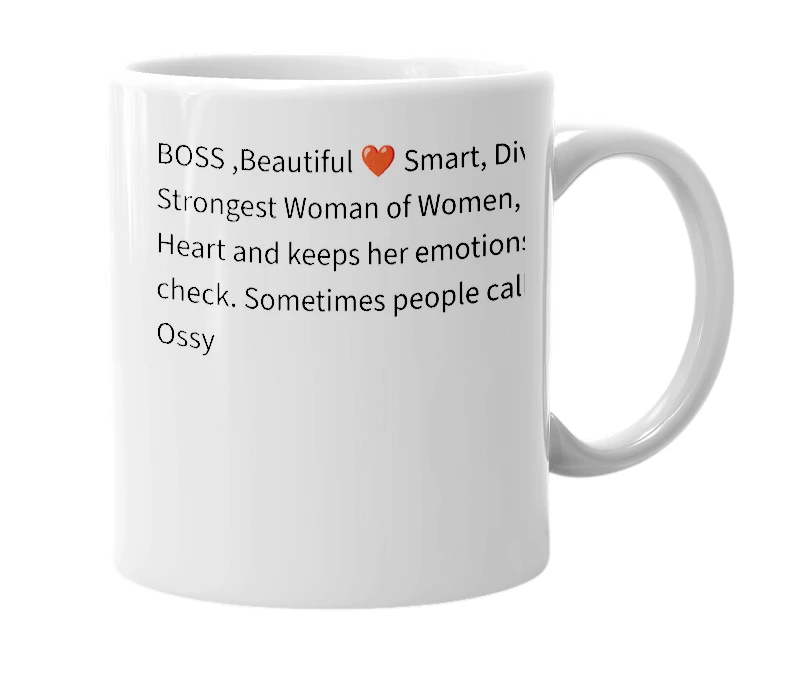 White mug with the definition of 'Os'Lynn'