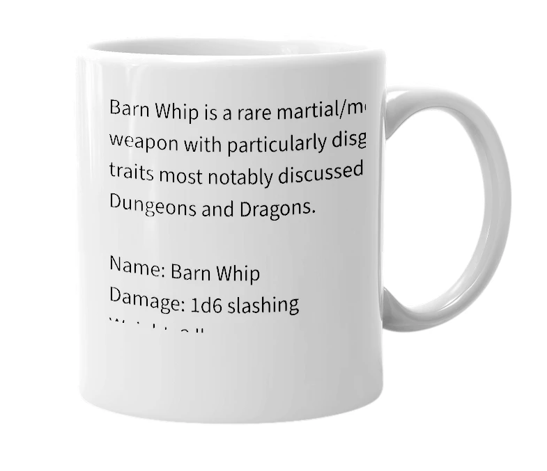 White mug with the definition of 'Barn Whip'