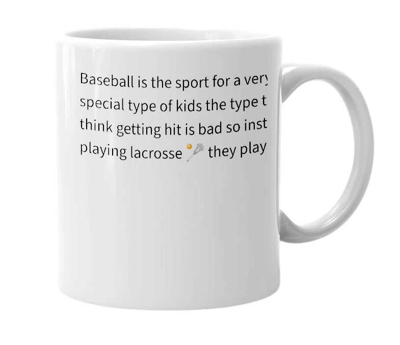 White mug with the definition of 'Baseball'