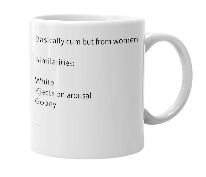 White mug with the definition of 'Vaginal discharge'