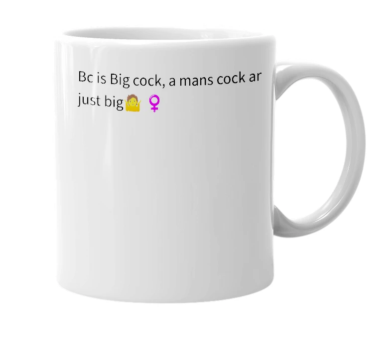 White mug with the definition of 'Bc'