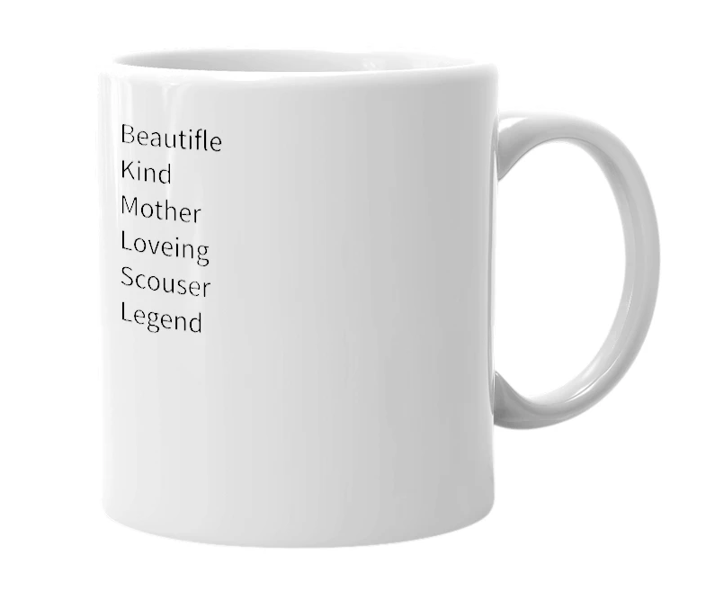 White mug with the definition of 'lesley woods'