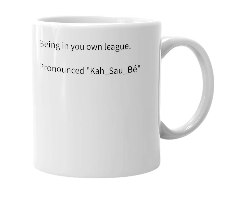 White mug with the definition of 'Kcalb'