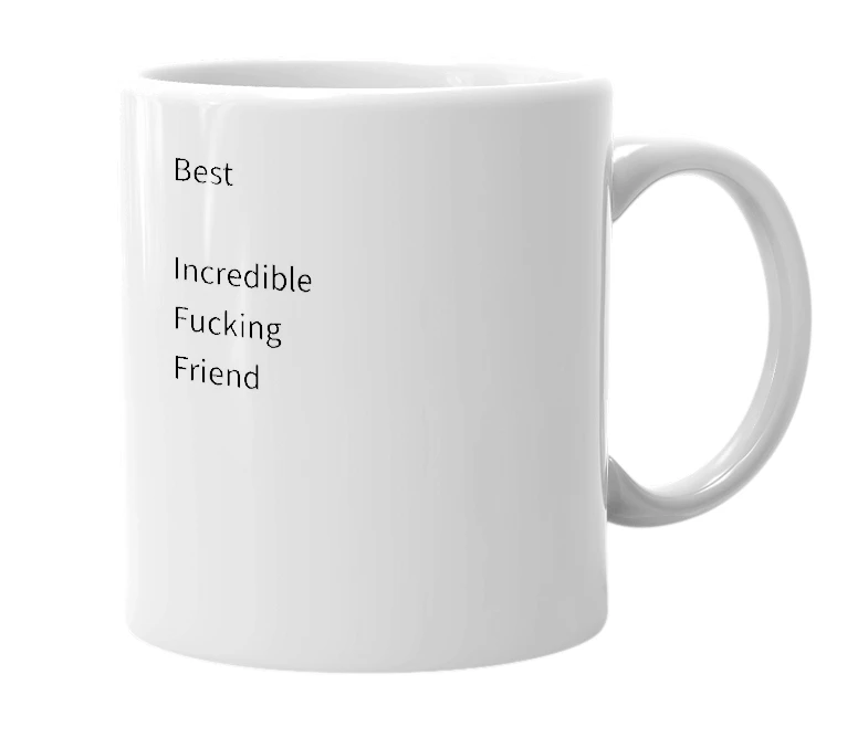 White mug with the definition of 'Biff'