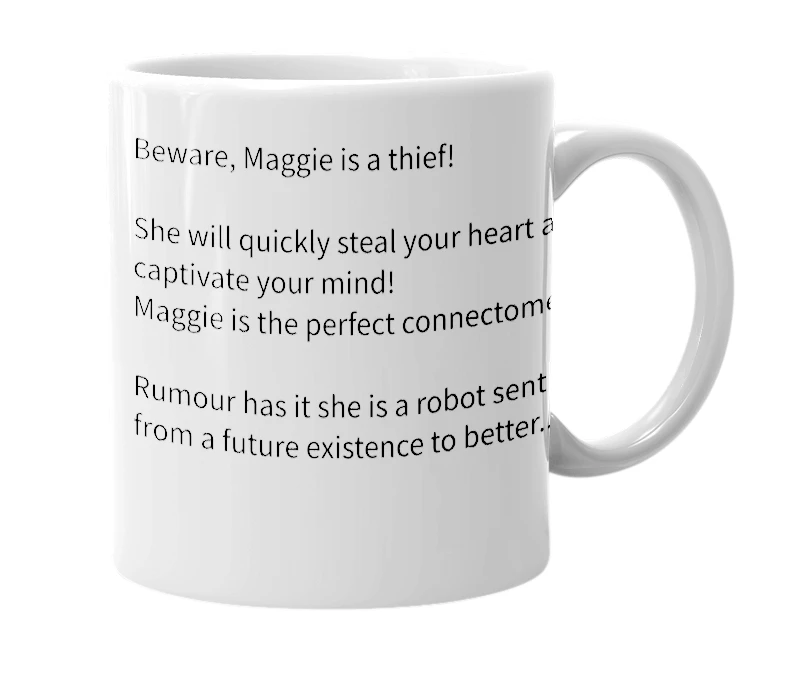 White mug with the definition of 'Maggie (Margaret)'