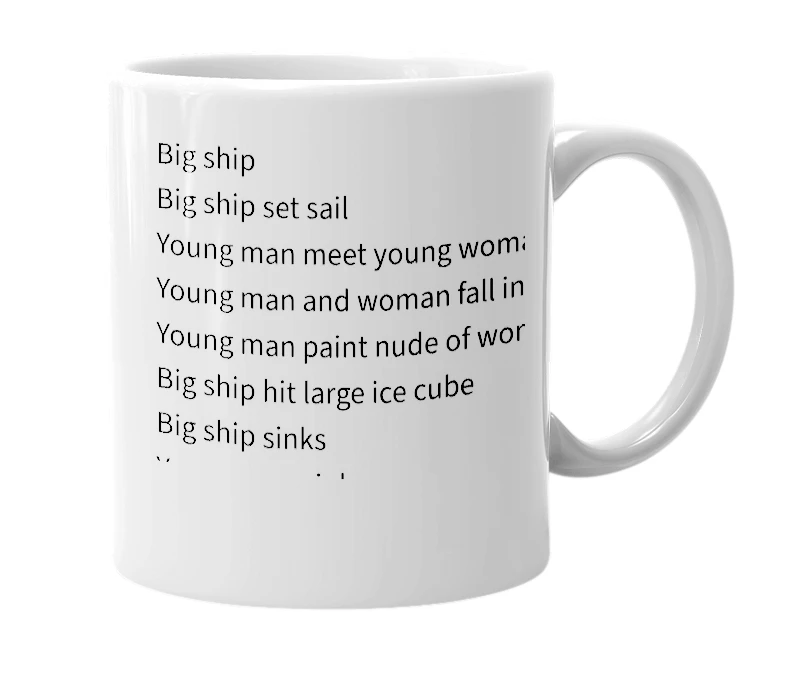 White mug with the definition of 'Titanic'