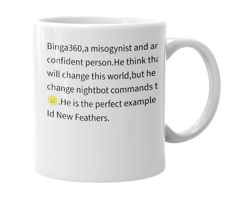 White mug with the definition of 'Binga360'