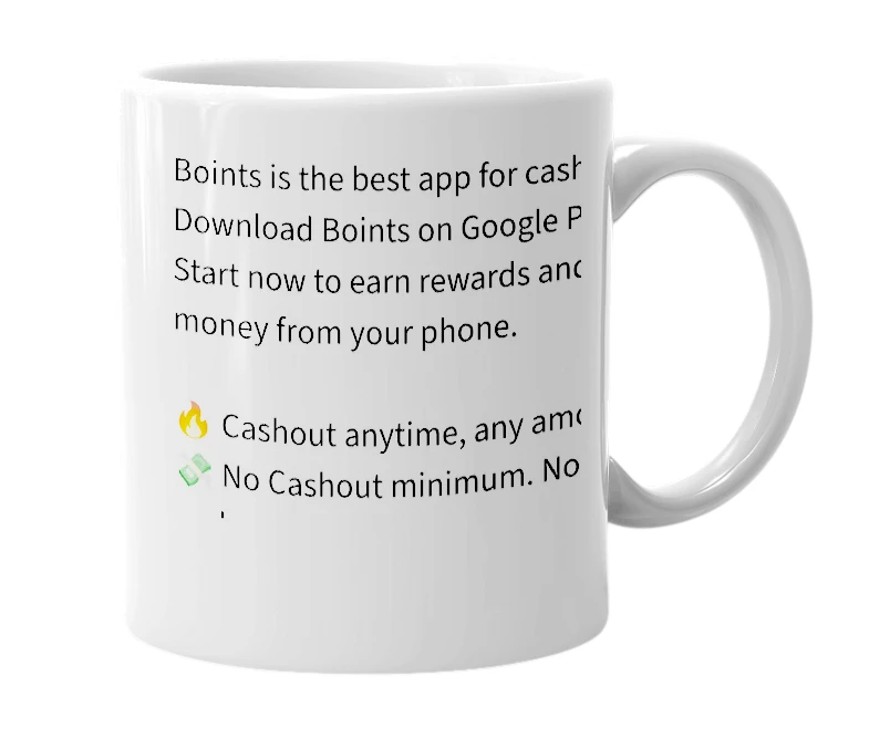 White mug with the definition of 'boints'