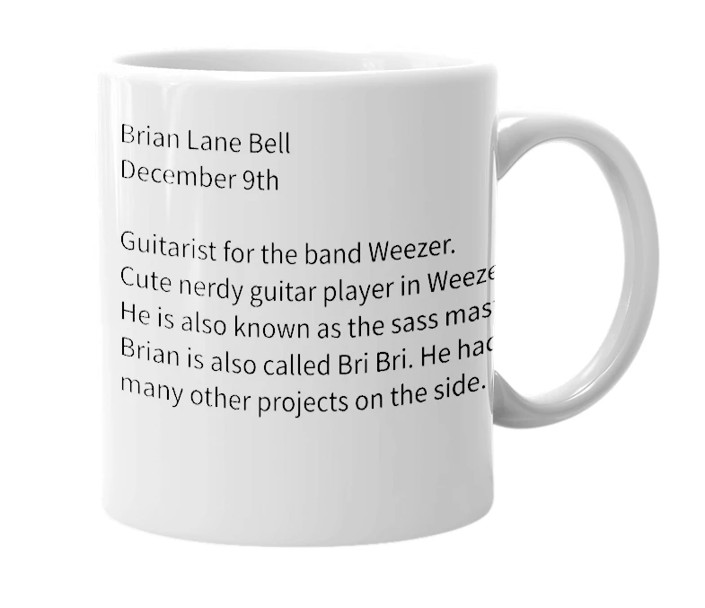 White mug with the definition of 'Brian Bell'