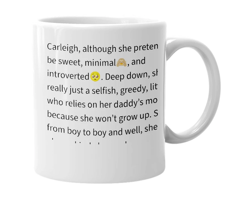 White mug with the definition of 'Carleigh'