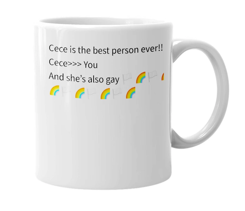 White mug with the definition of 'Cece'