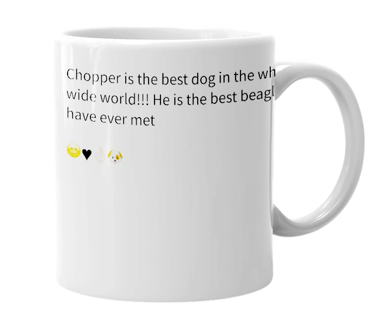 White mug with the definition of 'Chopper'