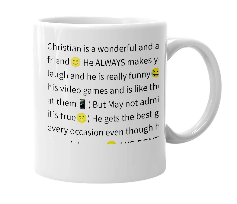 White mug with the definition of 'Christian❤️'