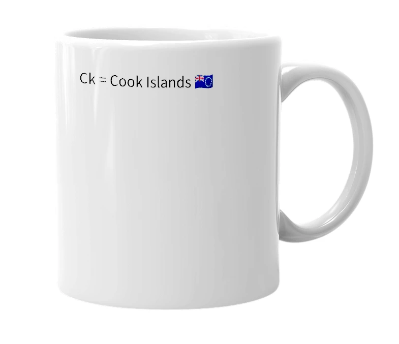 White mug with the definition of 'Ck'