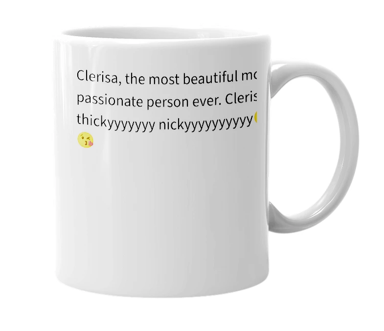 White mug with the definition of 'Clerisa'