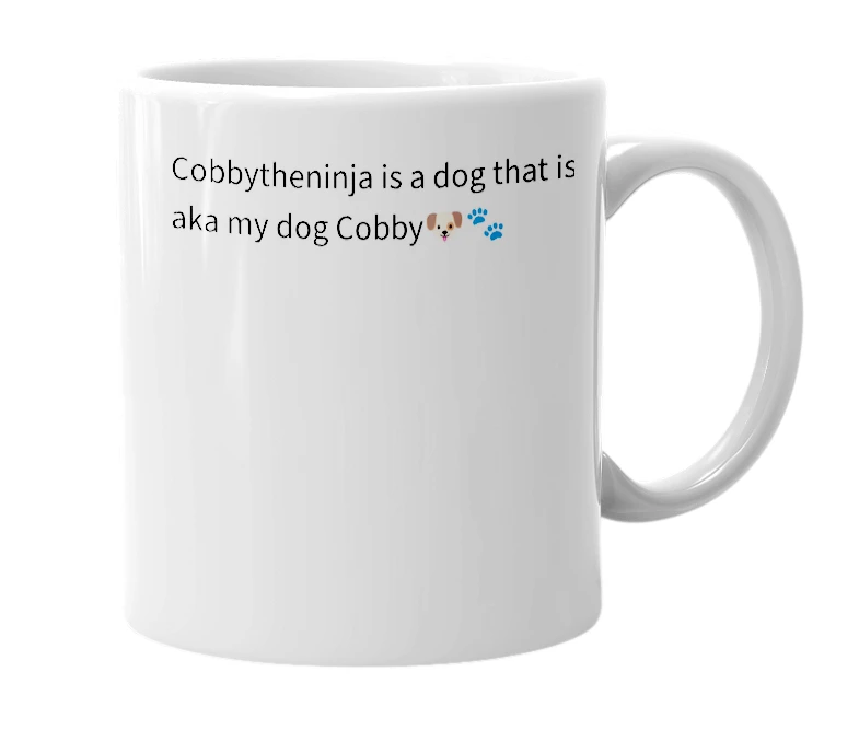 White mug with the definition of 'cobbytheninja'