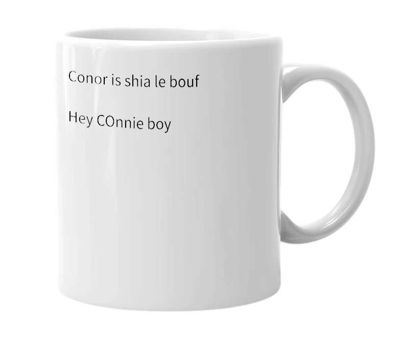 White mug with the definition of 'shia le bouf'