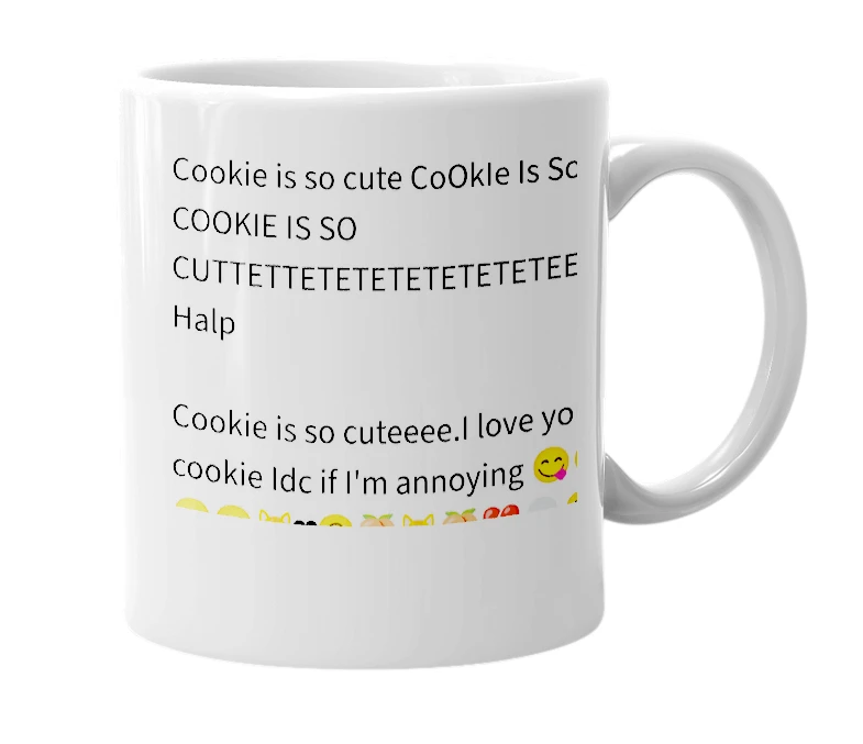 White mug with the definition of 'Cookie da dog'
