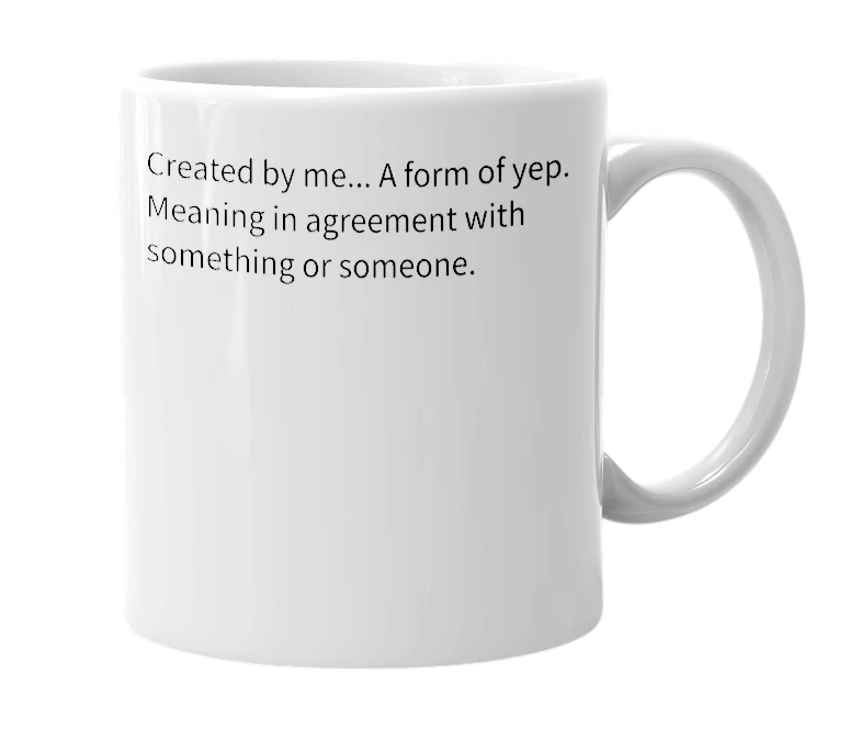White mug with the definition of 'yeppo'