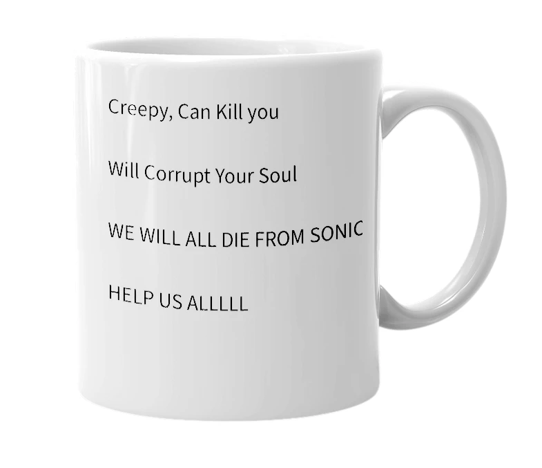 White mug with the definition of 'sonic.exe'