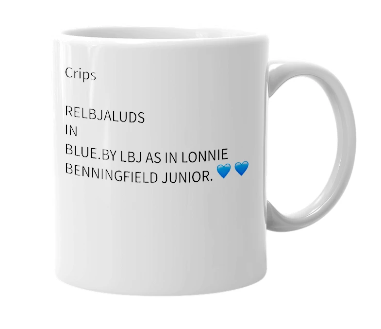 White mug with the definition of 'CRIBLUE'