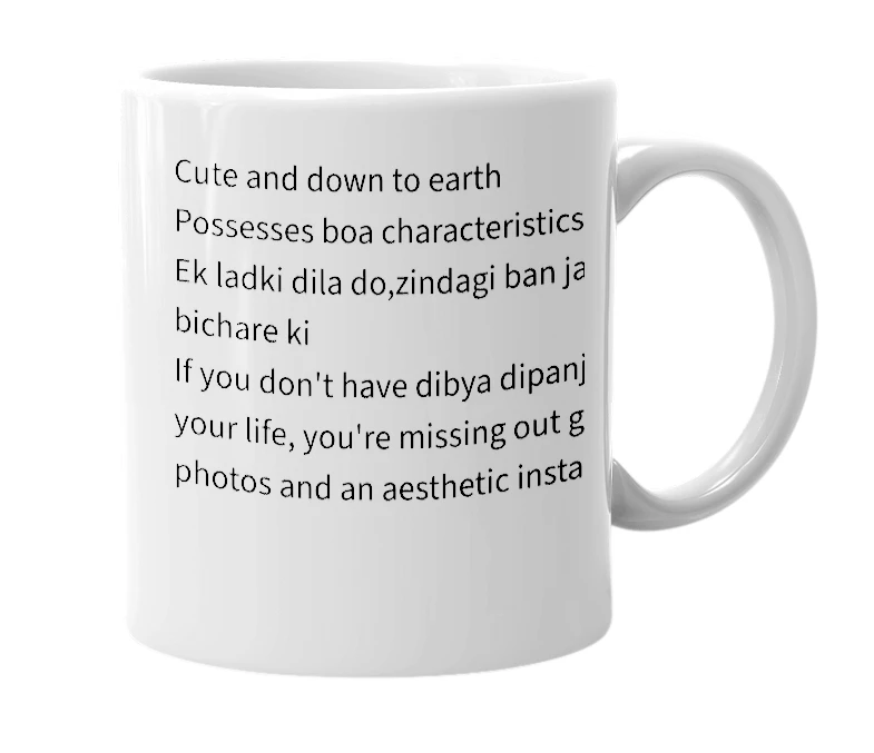 White mug with the definition of 'dibya dipanjan'