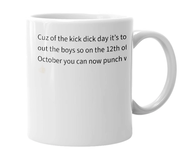 White mug with the definition of 'woman abuse day'