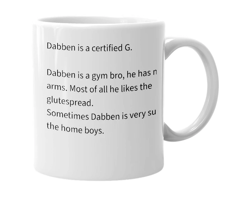 White mug with the definition of 'Dabben'