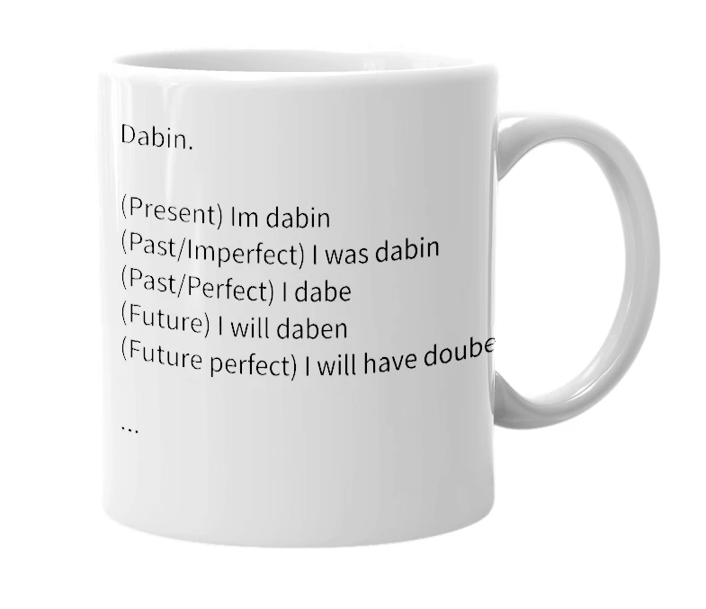 White mug with the definition of 'Dabin'