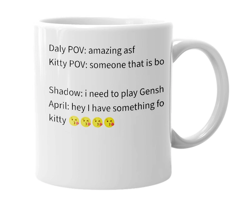 White mug with the definition of 'kitty'