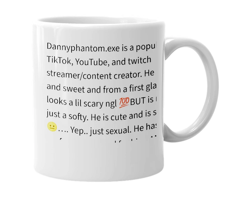 White mug with the definition of 'dannyphantom.exe'