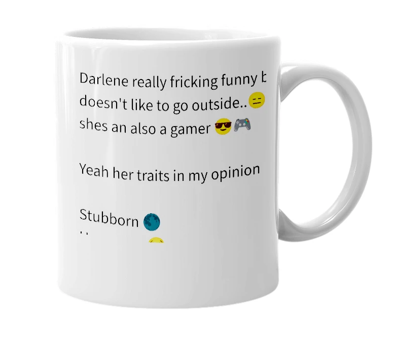 White mug with the definition of 'Darlene'