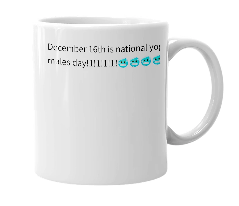 White mug with the definition of 'National Yogurt males day'