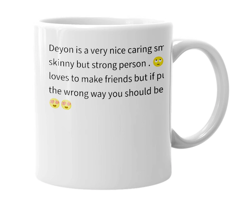 White mug with the definition of 'DEYON💕💕'