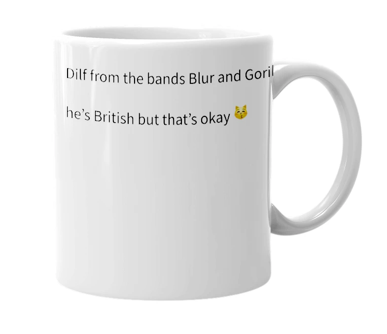 White mug with the definition of 'Damon Albarn'