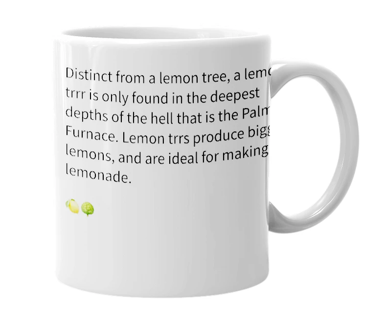 White mug with the definition of 'Lemon trrr'