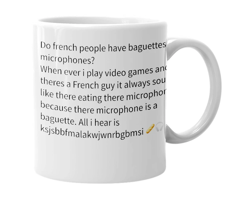 White mug with the definition of 'Gaming baguettes'
