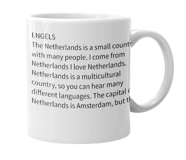 White mug with the definition of 'The Netherlands'