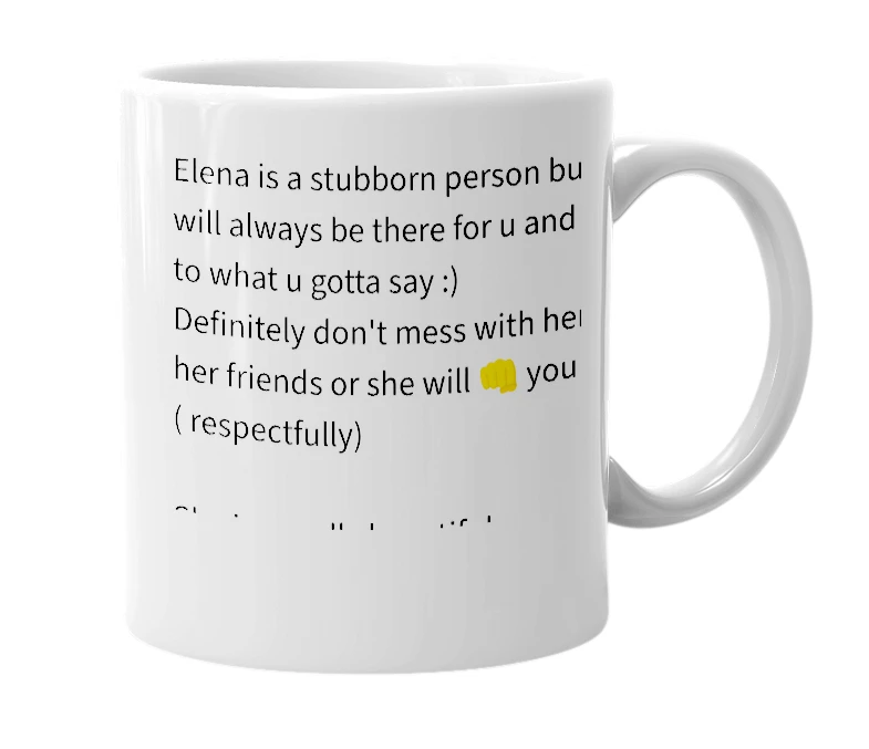 White mug with the definition of 'Elena'